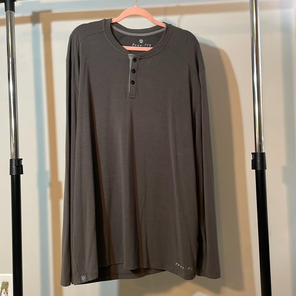 Free Fly Apparel Men's Casual Button Down Shirt - Dark Gray